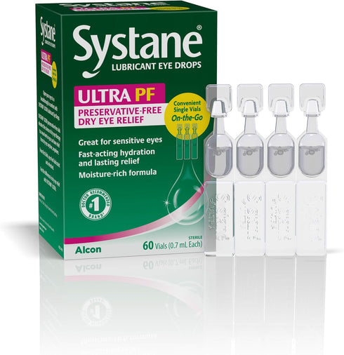 Systane Ultra Eye Drops, Lubricant, 60 Count (Pack of 1), (Packaging may vary)