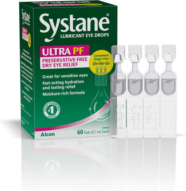 Systane Ultra Eye Drops, Lubricant, 60 Count (Pack of 1), (Packaging may vary)