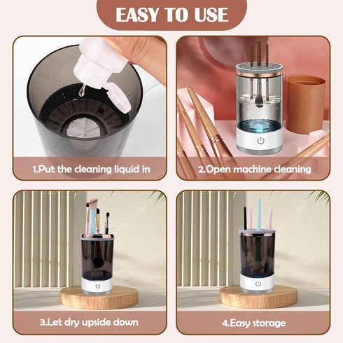 Electric Makeup Brush Cleaner Machine, Premium Automatic Spinning Tool for All Size Makeup Brushes