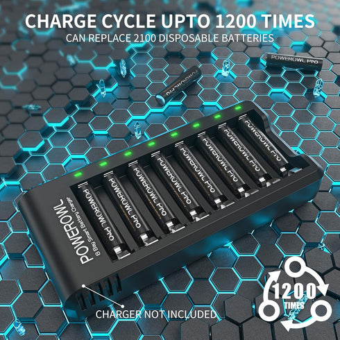POWEROWL Rechargeable AAA Batteries PRO, 1100mAh, Premium NiMH, 16 Count