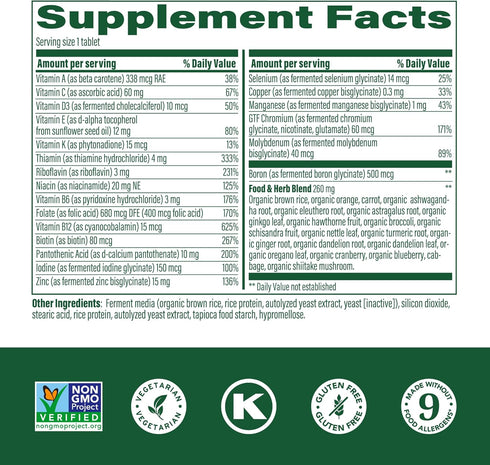MegaFood Men's 40+ One Daily Multivitamin, Non-GMO, Vegetarian, 90 Tabs, Immune Support, Energy Metabolism