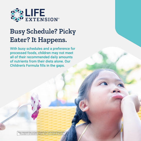 Life Extension Children's Formula Mix, Berry-Flavored Chewable Multivitamin – Gluten-Free, Non-GMO – 120 Tablets