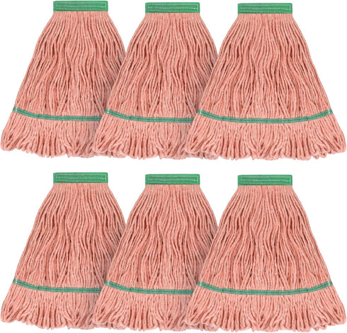 Heavy Duty Mop Head, MATTHEW CLEANING, Commercial Replacement for Floor Cleaning, Pack of 6