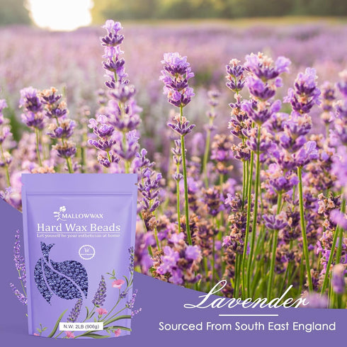 Lavender Wax Beads for Hair Removal, Natural Hypoallergenic Formula, 2LB Stripless Refillable for Sensitive Areas