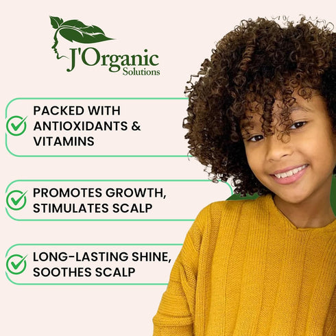 J'Organic Solutions Natural Kid's Hair Growth Stimulator, Hair Grease with Lanolin, Sweet Almond Oil, Castor Oil
