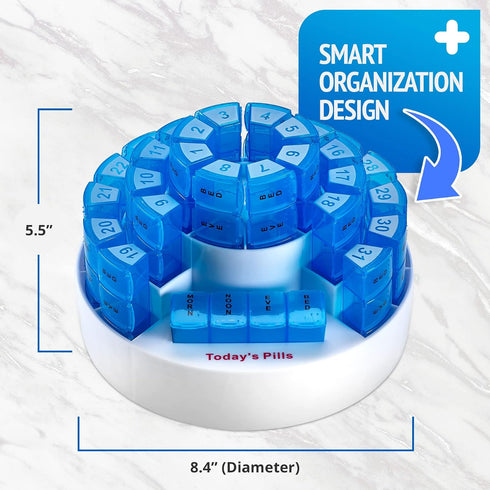 Monthly Pill Box by MEDca - Smart Prescription Organization with Multiple Daily Doses Section, Removable Compartments