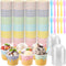 Jingmore 120 Set 4oz Ice Cream Paper Cups with Lids and Spoons, Disposable