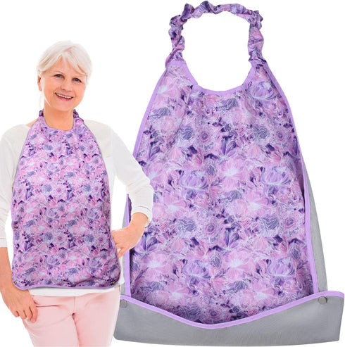 Adjustable Adult Bibs with Pinch & Slide Closure Eliminates Need for Snaps