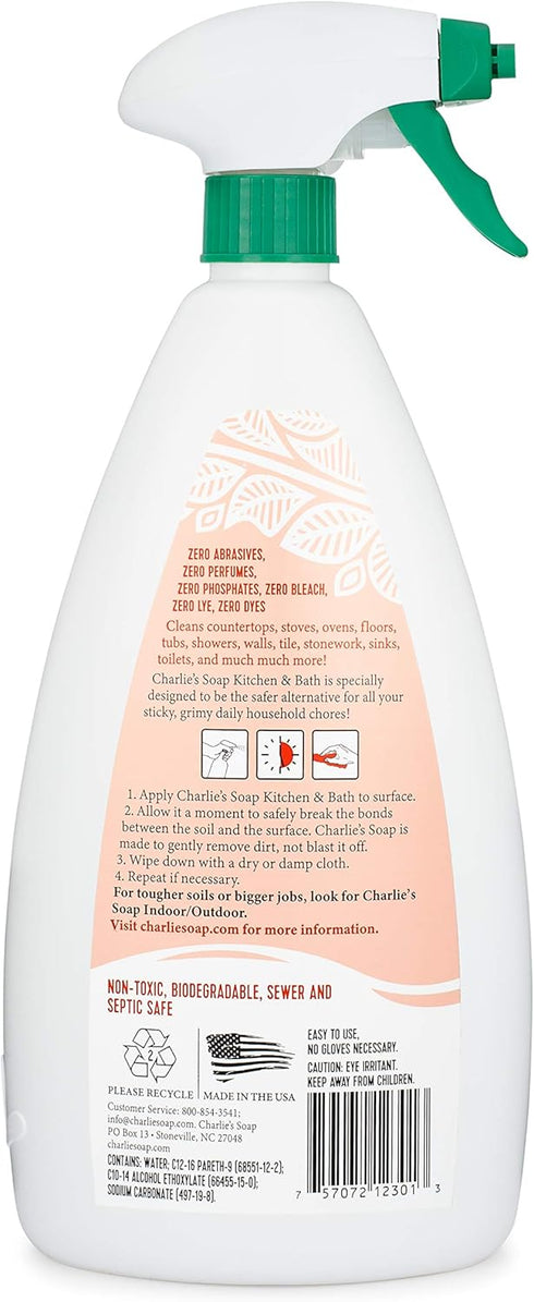 Charlie's Soap Kitchen and Bath Household Cleaner, Non-Toxic, Multi-Surface Use (2 Pack)