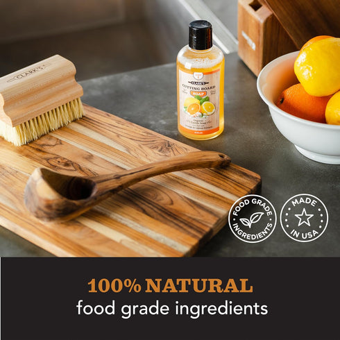 CLARK'S Organic Soap Cleaner for Butcher Block Cutting Board, Countertop, Utensils - Natural Orange & Lemon Extracts