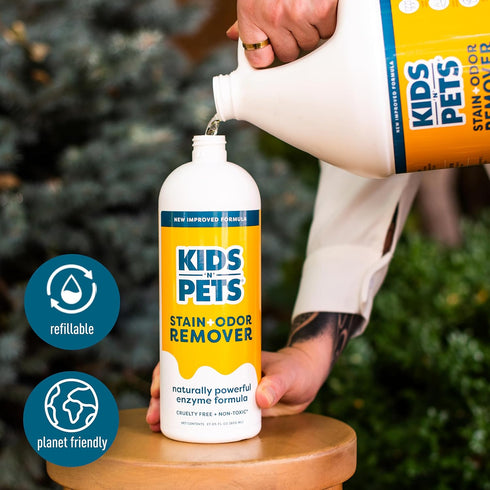 KIDS 'N' PETS Instant All-Purpose Stain & Odor Remover – 128 fl oz - Permanently Eliminates Tough Stains & Odors -
