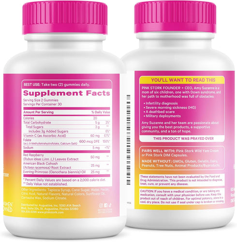 Gummies 60 Gummies Pink Stork Hormone Balance for Women PMS, Menopause & Estrogen Support Mood, Bloating, Hot Flashes