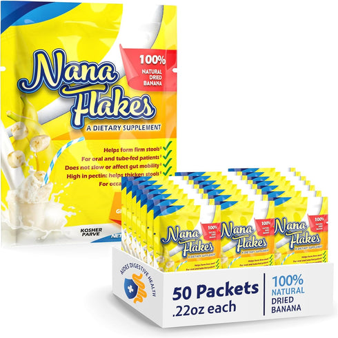 Nutritional Designs Nana Flakes, 100% Pure Anti-Diarrheal Banana Powder for IBS Relief & Heart Burn - Natural, 50 Packs