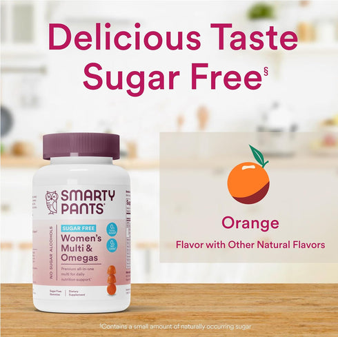 SmartyPants Women's Multivitamin Gummies - 60 Count, Sugar Free with Biotin, Omega 3, Vitamins D3, C, B12, B6, A, K &