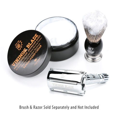 VIKINGS BLADE Luxury Shaving Cream - Sandalwood & Western Red Cedar, Silky Buttery Smooth Foaming Cream