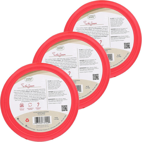 Citrus Magic Holiday Odor Absorbing Solid Air Freshener, Tis the Season, 7-Ounce, Pack of 3