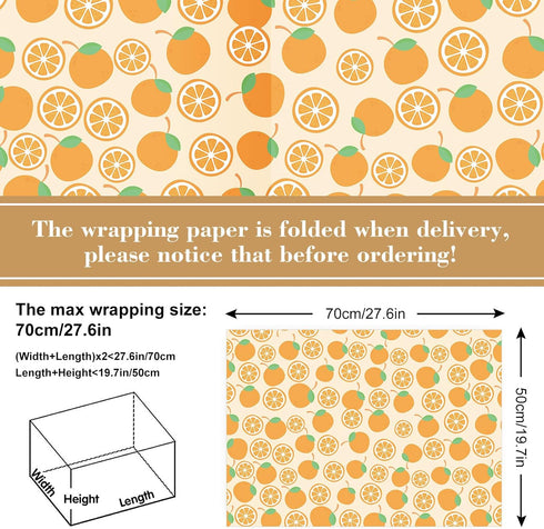 JarThenaAMCS 12 Sheet Fruit Wrapping Paper Strawberry Lemon Pineapple Gift Wrap Paper Bulk Summer Decorative Art Paper Folded Flat for Birthday Baby Shower DIY Crafts Supplies, 19.7 x 27.6 Inch