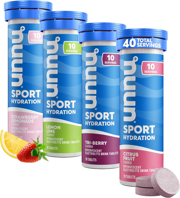 Nuun Sport Electrolyte Tablets, Dissolvable Drink Mix with 5 Essential Electrolytes, 4 Pack (40 Servings)