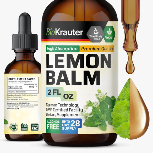 BIO KRAUTER Lemon Balm Leaf Extract, Vegan Tincture for Calmness Support, 2 Fl. Oz.