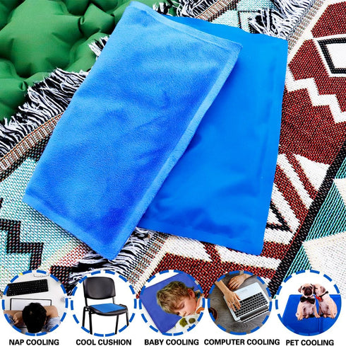 Reusable Gel Ice Pack for Sleeping - Cold Pillow Pad, Chill Pillow for Headaches, Migraines, Night Sweats, Navy Blue