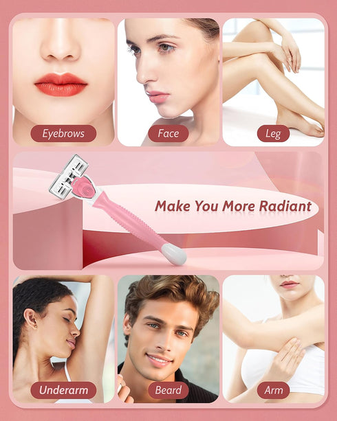 Razors for Women with Sensitive Skin, 6 Blades and 15 Blade Refills, Includes 2 Travel Razors, Green