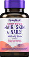 Piping Rock Hair Skin and Nails Vitamins | 120 Caplet Pills | 3000 mcg Biotin with Collagen, Non-GMO