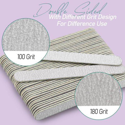 Professional Disposable Zebra Nail Files, 100/180 Grit Double Sided Emery Board (50Pcs)