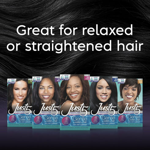 Just 5 Women's 5 Minute Permanent Hair Color, Jet Black, Grey Hair Coloring with Conditioner