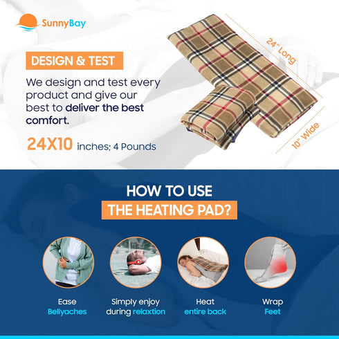 SunnyBay Extra Large Microwave Heating Pad, Microwavable Heavy Weighted Full Body Moist Hot Pack with Wheat Filling,
