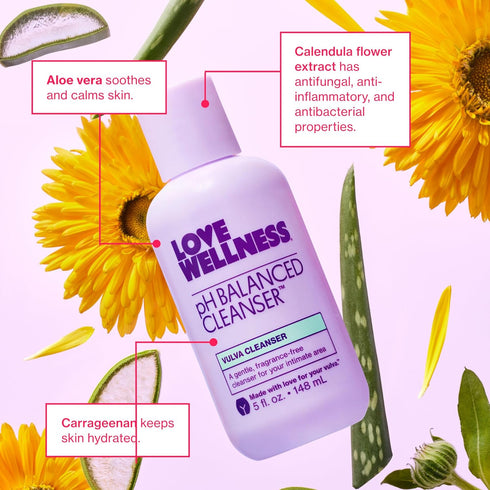 Love Wellness pH Balancing Cleanser & pH Balancing Wipes | Her Essentials Duo | On The Go Support for Her | Cleanser