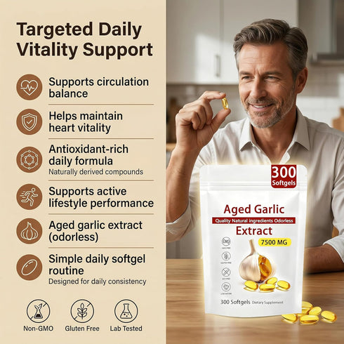 NAPEXIX 300 Count Immune 2-Year (1) Aged Garlic Extract Odorless Garlic Supplement for Heart & Support Non-GMO