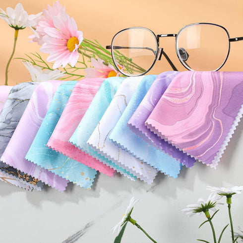 Sinmoe 20 Pcs Microfiber Cleaning Cloth, Cute Marble Design Soft Gifts, Multicolor Glasses Cleaner Cloth for