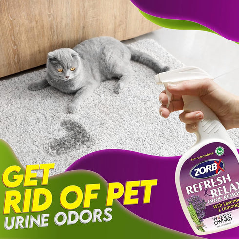 ZORBX Refresh & Relax Odor Remover Spray, 24 oz - Odor Absorbers with Lavender & Lemongrass Scent for Fabric & Room