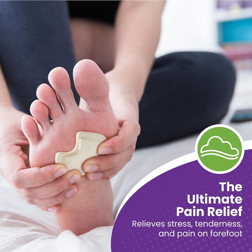 Premium Dancers Pads for Ball of Feet Pain - Sesamoiditis Pads - 12 Pieces, 1/4" Thick Adhesive Skived Felt, Right Foot