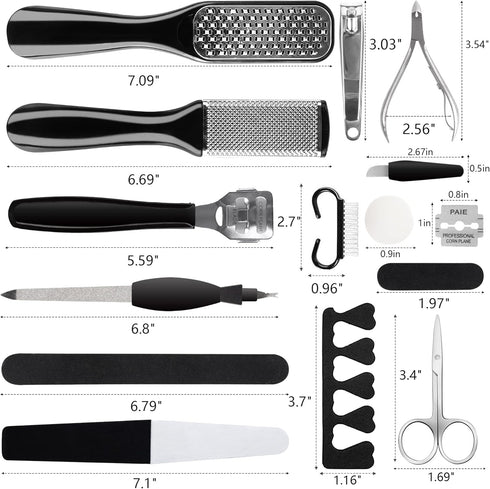 Professional Manicure and Pedicure Tool Kit Professional Exfoliation Foot File Set for Women and Men At Home Or Travel Or Salon to Foot Care (BlackB-30PCS)