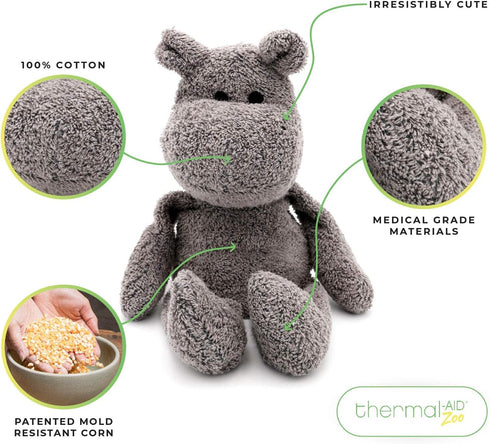 Thermal-Aid Zoo Animals - Mini Happy The Hippo, Heatable Therapeutic Stuffed Animal
