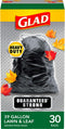 Glad Extra Large Drawstring Lawn and Leaf Bags, 39 Gallon, 30 Count