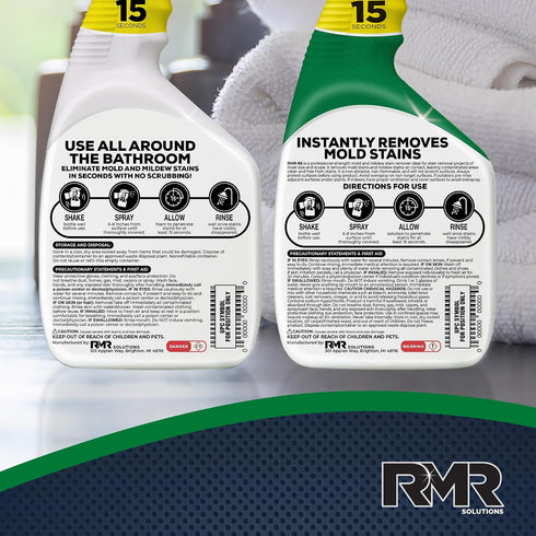 Pack 232 Oz RMR Mold Stain Eraser Max No-Scrub Tub & Tile Cleaner + Instant Mold & Mildew Stain Remover Spray