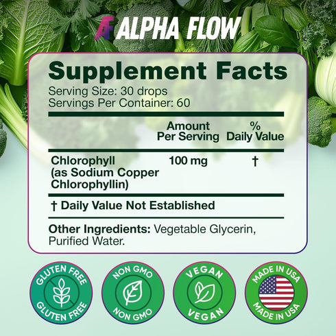 Premium Liquid Chlorophyll Supplement 6000 mg - All-in-One Antioxidant for Immune Boost, Energy & Detox