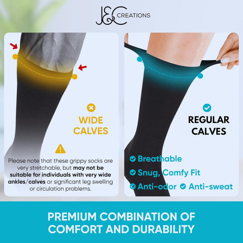 J&C Creations Premium Grip Socks for Men, Size 10-13, Hospital Socks with Grips, 80% Viscose Bamboo