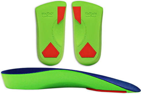 KidSole 3/4 Length Neon Shield Arch Support Insole - For Kids with Foot Pronation, Flat Feet, Big Kids Size US 4-7.5