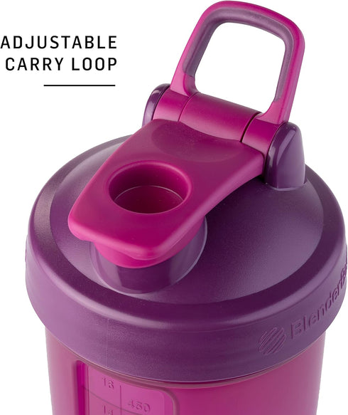 BlenderBottle Shaker Bottle with Pill Organizer and Storage for Protein Powder, ProStak System, 22 Ounce, Midnight Black