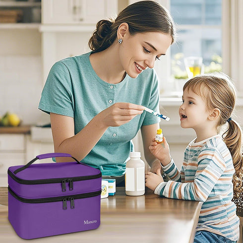 Mancro Dual Layers Pill Bottle Organizer Bag, Medicine Pill Organizer Bag with Lockable Zipper, Medicine Travel Bag