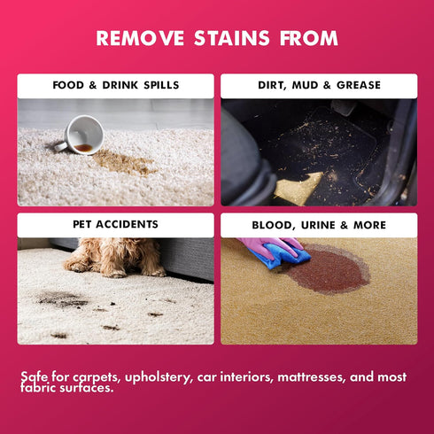 RemoovABull Carpet & Upholstery Stain Remover Fast Acting, Powerful Cleaner for Oil, Grease, Dirt, Coffee, Urine & More