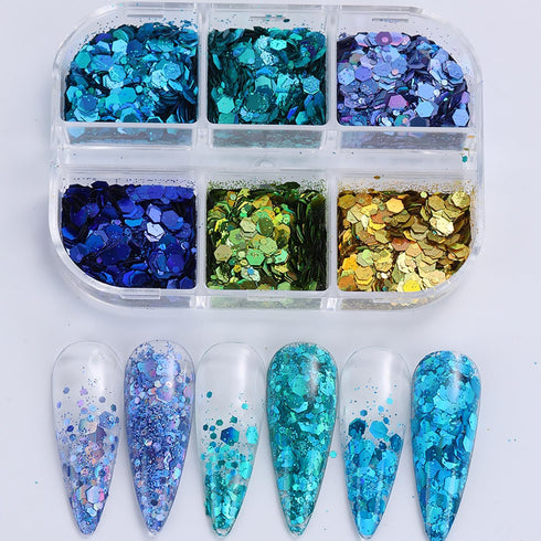 Laser Nail Art Sequins, 3D Irregular Multi-Shaped Glitter Flakes for Manicure Decoration, Nail Art Supplies Kit