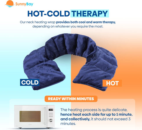 SunnyBay Microwave Heating Pad, Microwavable Heated Neck and Shoulder Wrap for Pain Relief, Blue