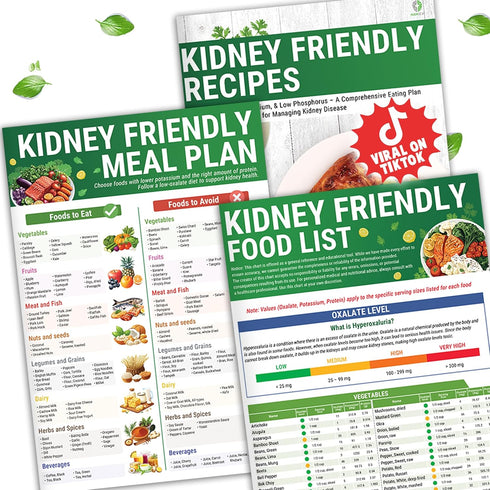 HAMIEW Set 3 Kidney Friendly Food List Chart, Renal Diet Disease Meal