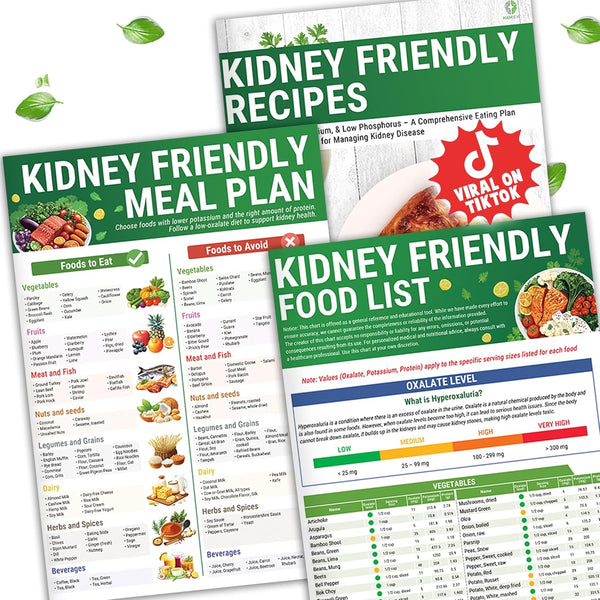 HAMIEW Set 3 Kidney Friendly Food List Chart, Renal Diet Disease Meal
