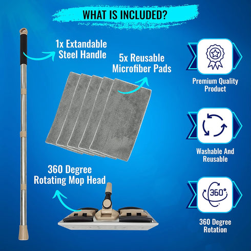 MAYSHINE Microfiber Hardwood Floor Wet and Dry Dust Mop - 360 Spin Mop System with 5 Reusable Pads