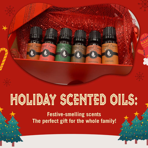 Eternal Essence Oils Holiday Fragrance Oil Gift Set - 6 Long Lasting 10mL Glass Bottles for Aromatherapy